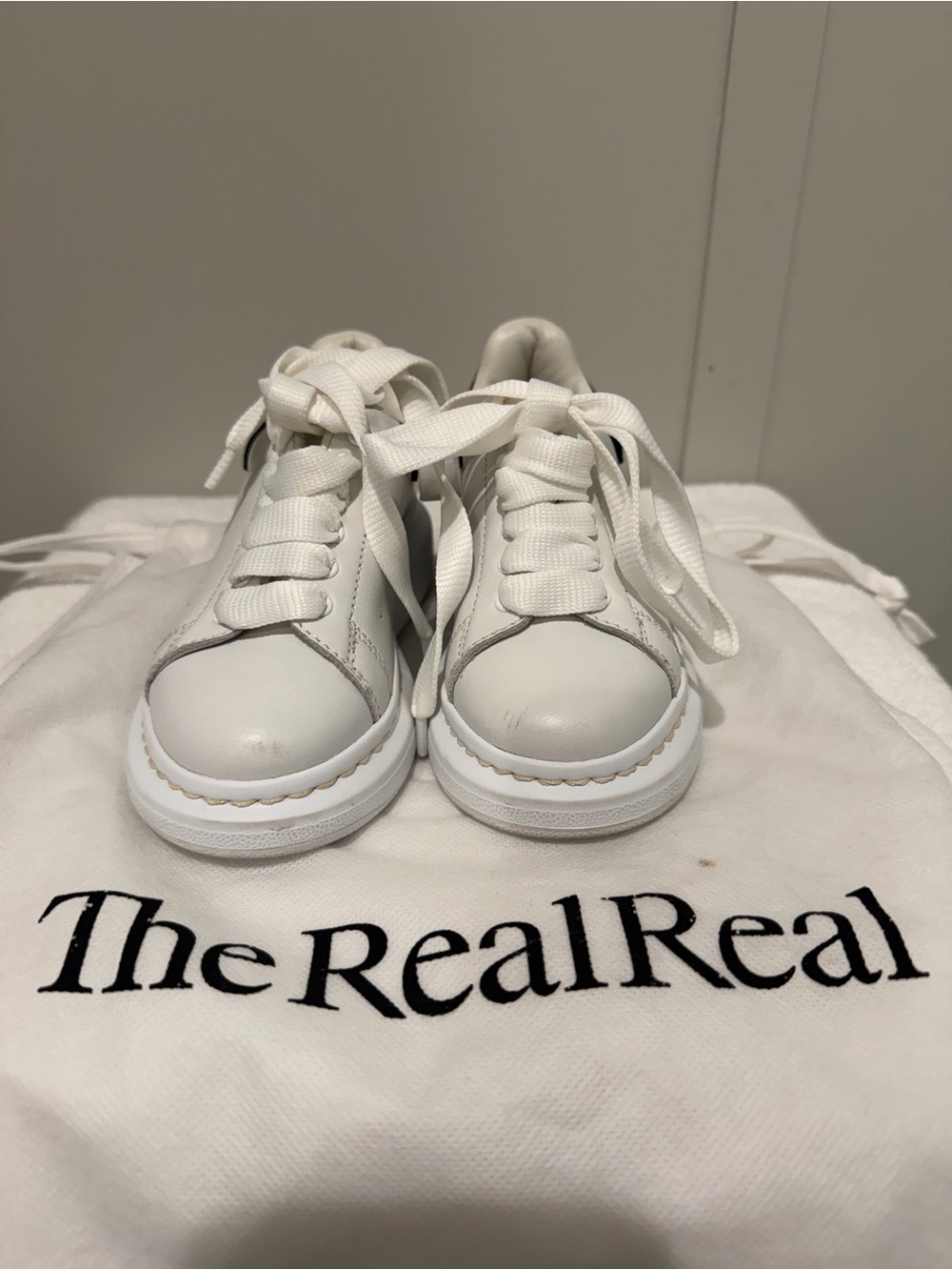 Alexander McQueen Kids White Leather Platform Sneakers